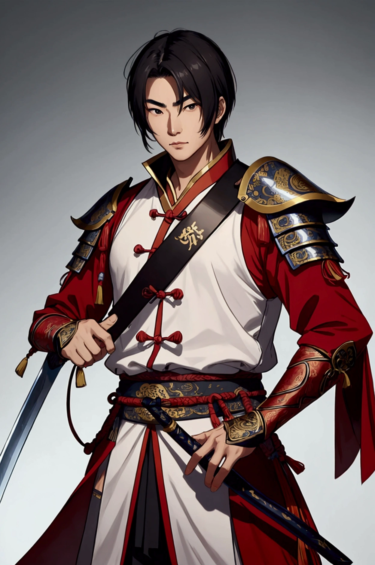 man,Chinese Warrior,holding a sword,handsome