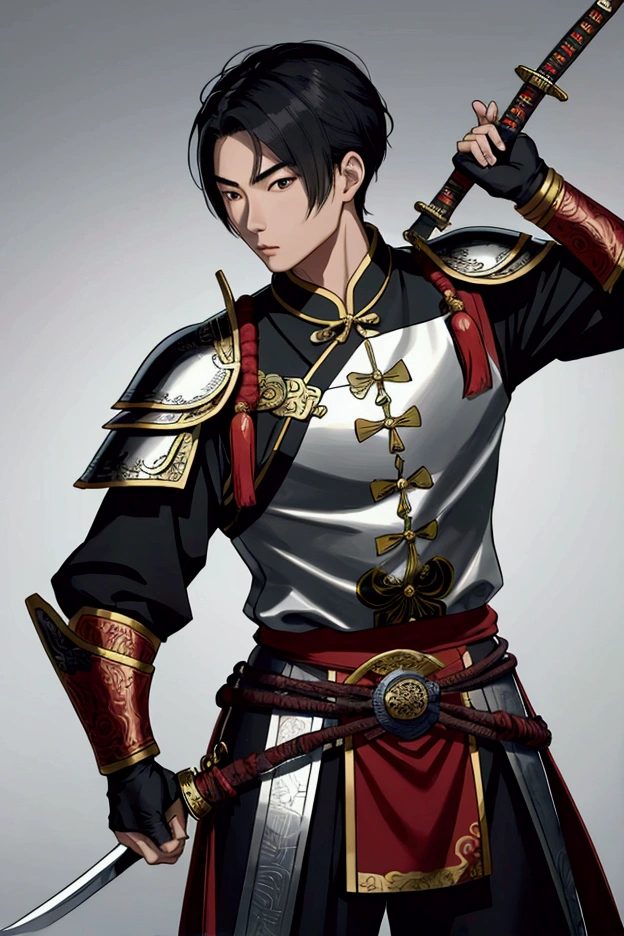 man,Chinese Warrior,holding a sword,handsome