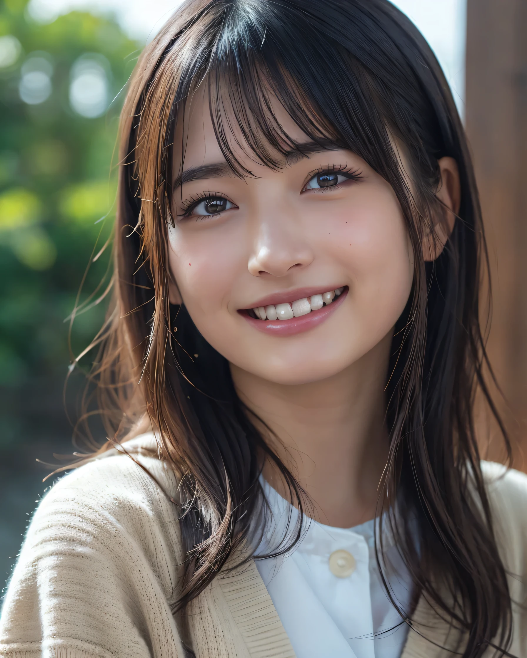 (8k, RAW Photos,Highest quality, High resolution:1.1), (Ultra-realistic:1.4),(Realistic, Realistic:1.3),The Beauty of Japan、((smile:1.3))、(face forcus:1.5),Knitted cardigans