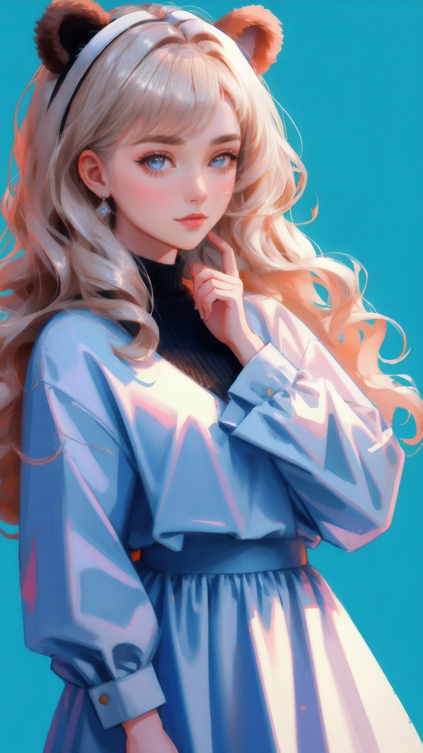 a close up of a woman with a bear and bear heads in front of a bear and bear heads, a picture by Kristian Kreković, trending on reddit, serial art, crypto, illustration daily deviation, trending on markets, cryptocurrency, large view, jen bartel, cryptid, satoshi, bitcoin evil, shockwaves are coming out, illustrative blue background