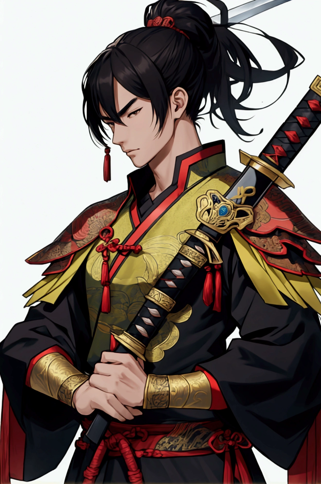 man,Chinese Warrior,holding a sword,handsome