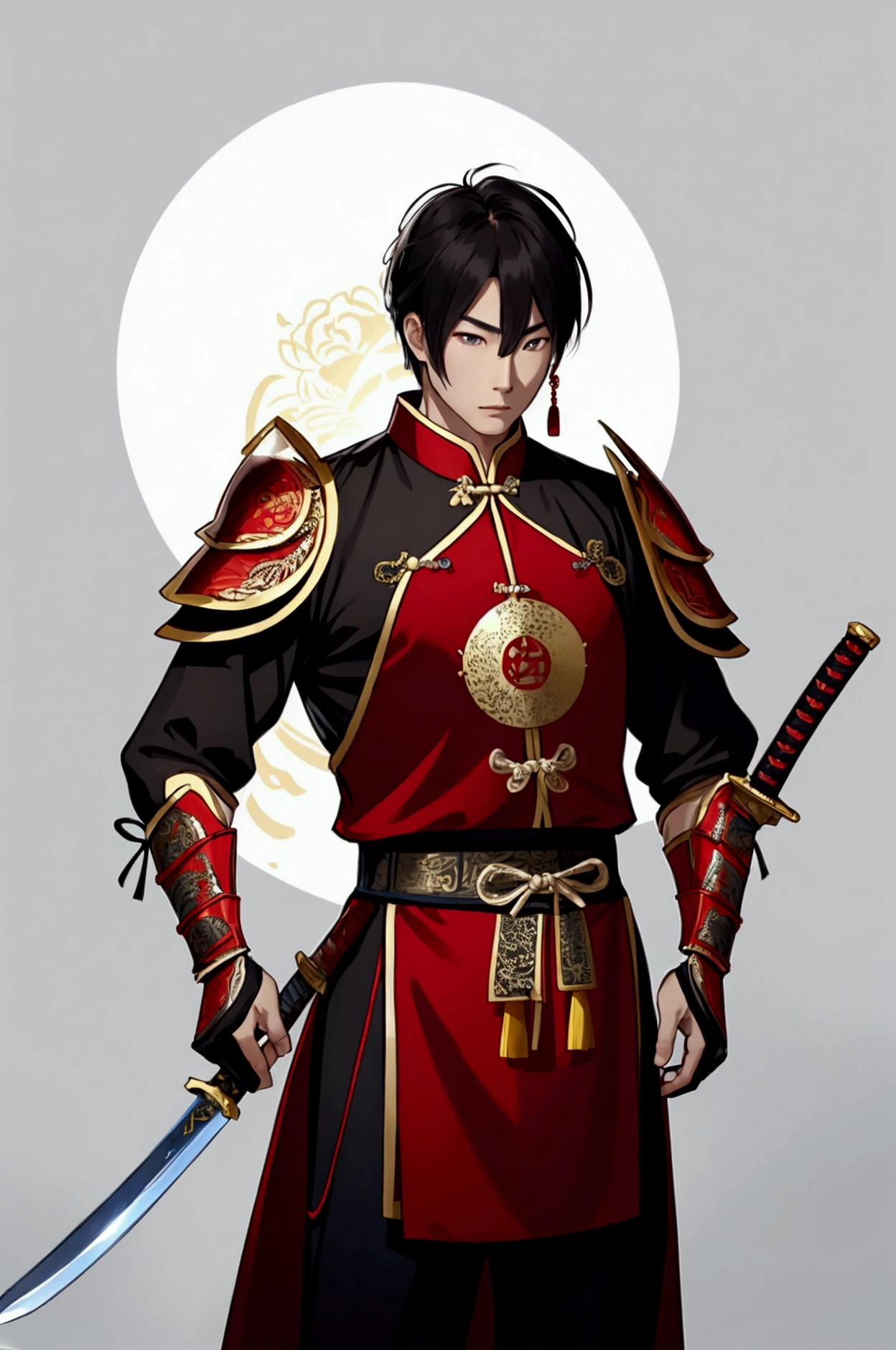 man,Chinese Warrior,holding a sword,handsome