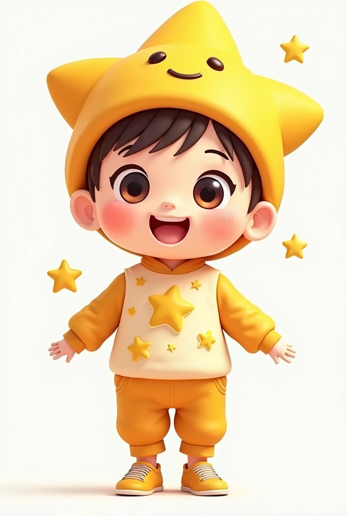 9 different expressions and poses,9 poses and expressions, emoticons [dizzyhappy, angry, crying, sad, cute, expectant, Laughing, disappointed and shy, sLeepy, eating, dizzyexpressing Love, etc,L, Line art, sticker art, cartoon boy wearing star costume on white background, Lovely cartoon character, Lovely Numbers, Lovely character, Lovely 3 d render, Lovely digitaL art, Lovely detaiLed digitaL art, render of a Lovely 3d anime girL, Anime style 3d, Lovely! C4D, Lovely anime, High-quality character design, Lovely art styLe, Lovely cartoon,