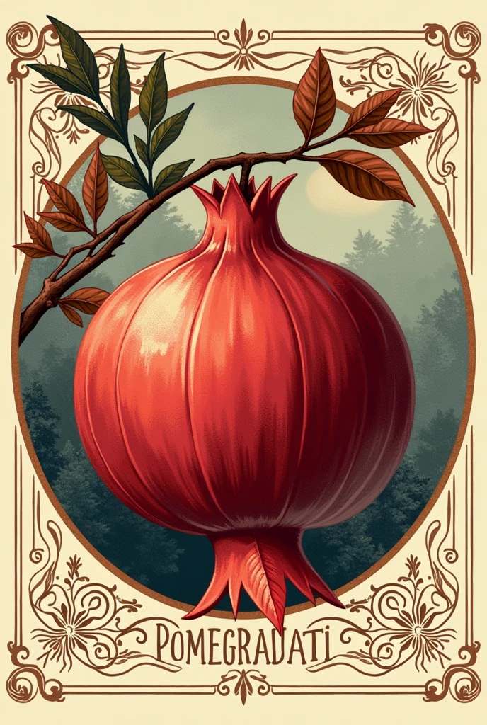 Stamp for seasonal pomegranate liqueur