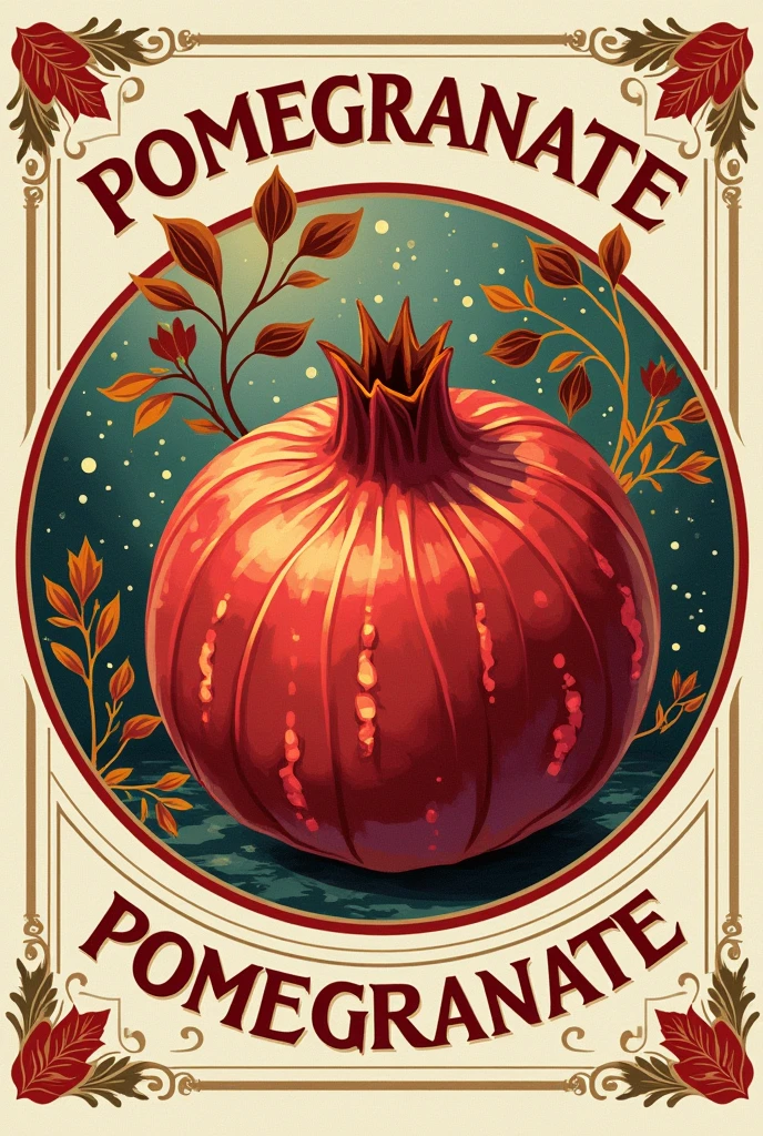 Stamp for seasonal pomegranate liqueur