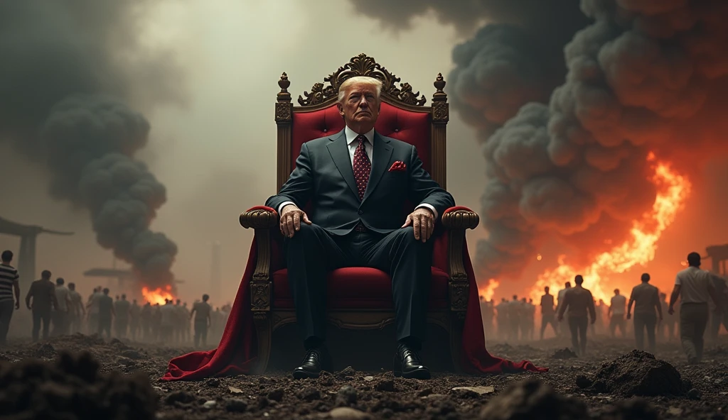 President, greedy, throne, people die, country destroyed, riots