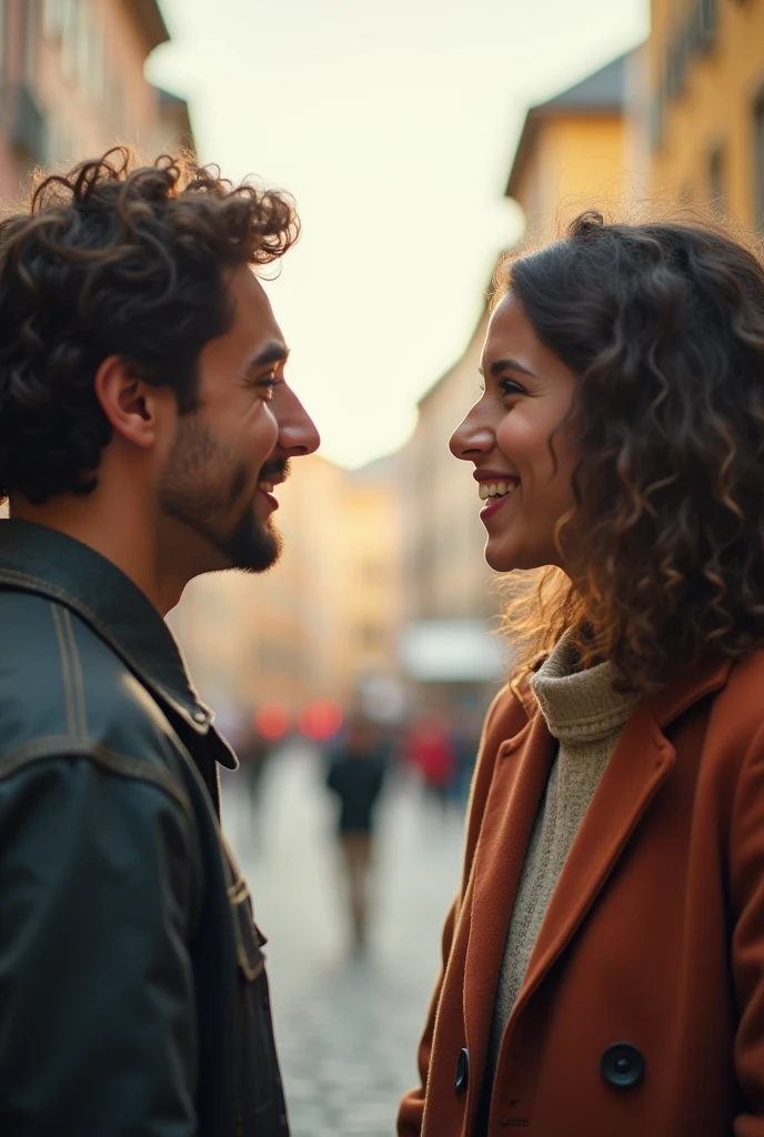 Split screen with two different cultural groups trying to communicate, illustrating both successful exchanges and potential misunderstandings. make to photo