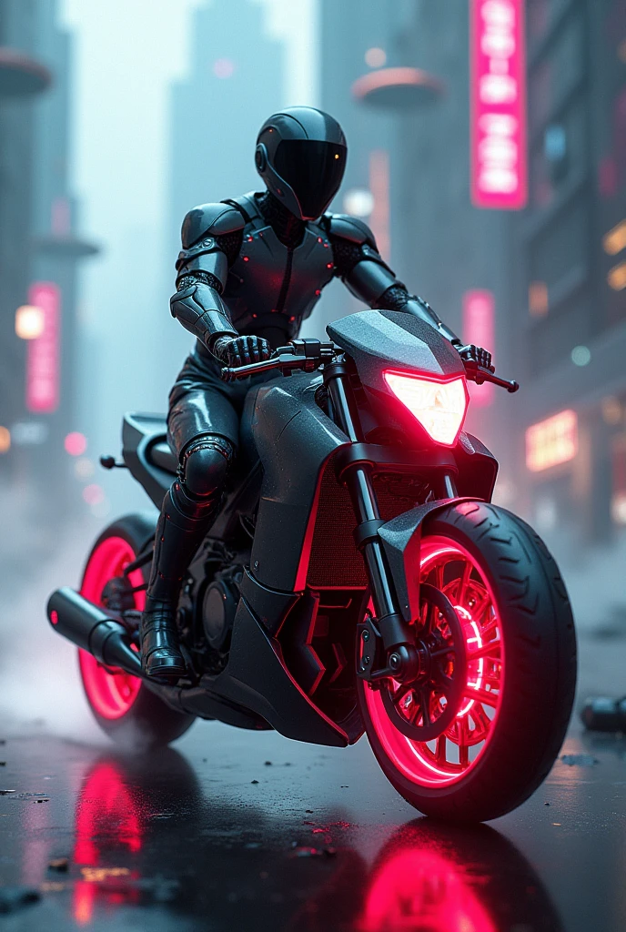 Motorcycle cyborg neon