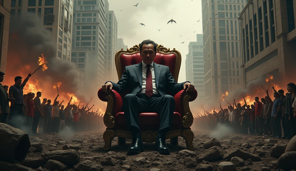 President Jokowi, greedy, throne, people die, country destroyed, riots