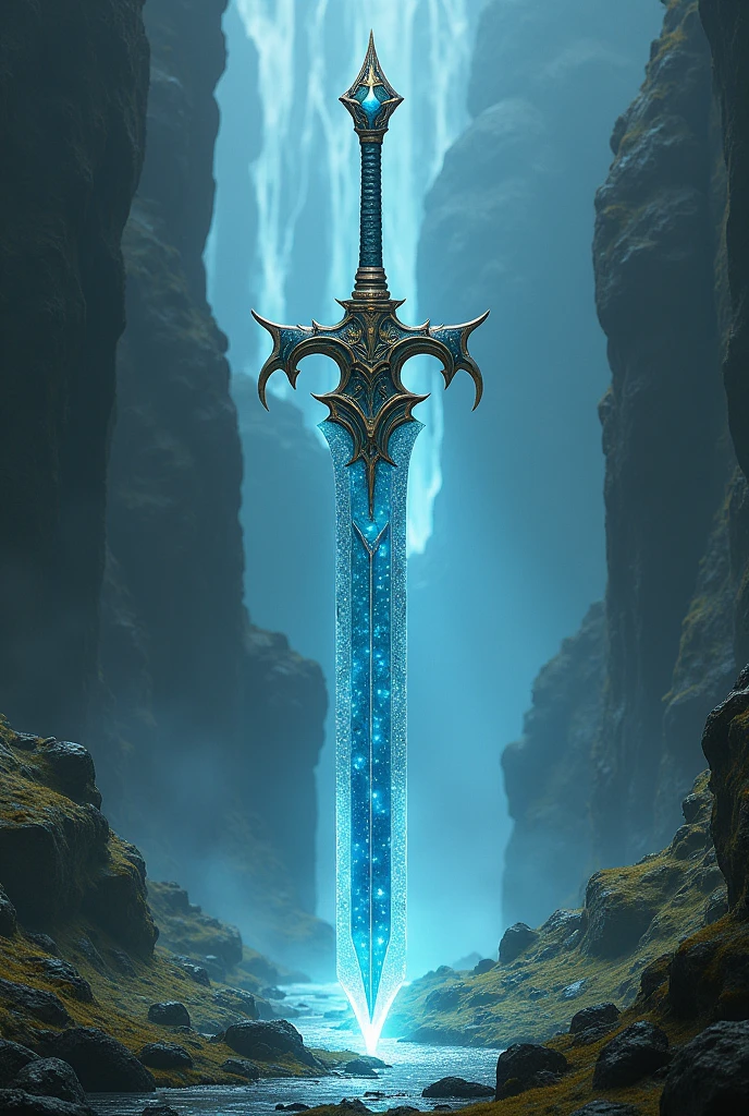 Large size, Powerful, A legendary sword with many details. , Long Sword , The blade is made of glass.