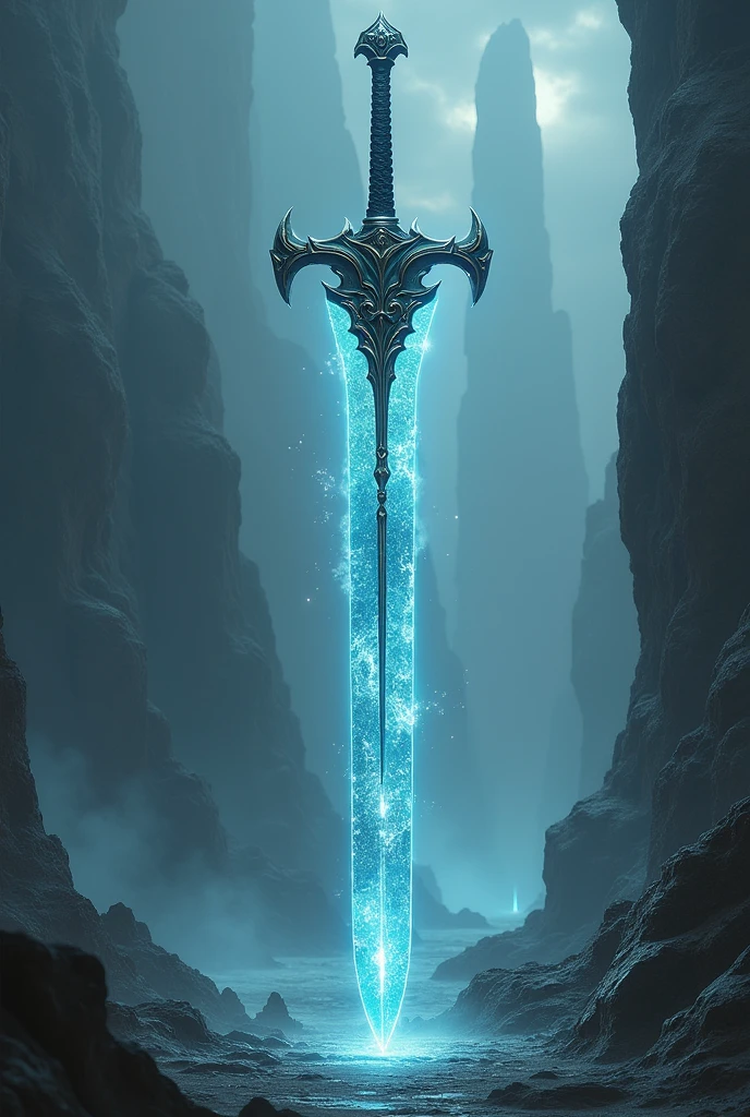 Large size, Powerful, A legendary sword with many details. , Long Sword , The blade is made of glass.