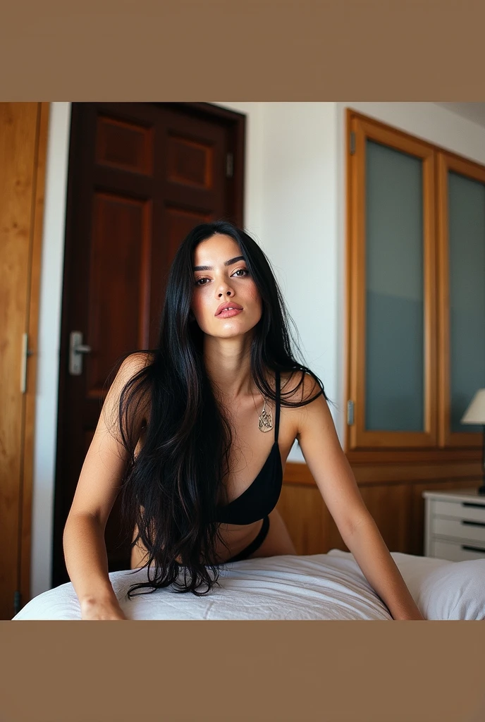Auto selfie,in the bedroom , in bikini, expression would be and at the same time seductive
