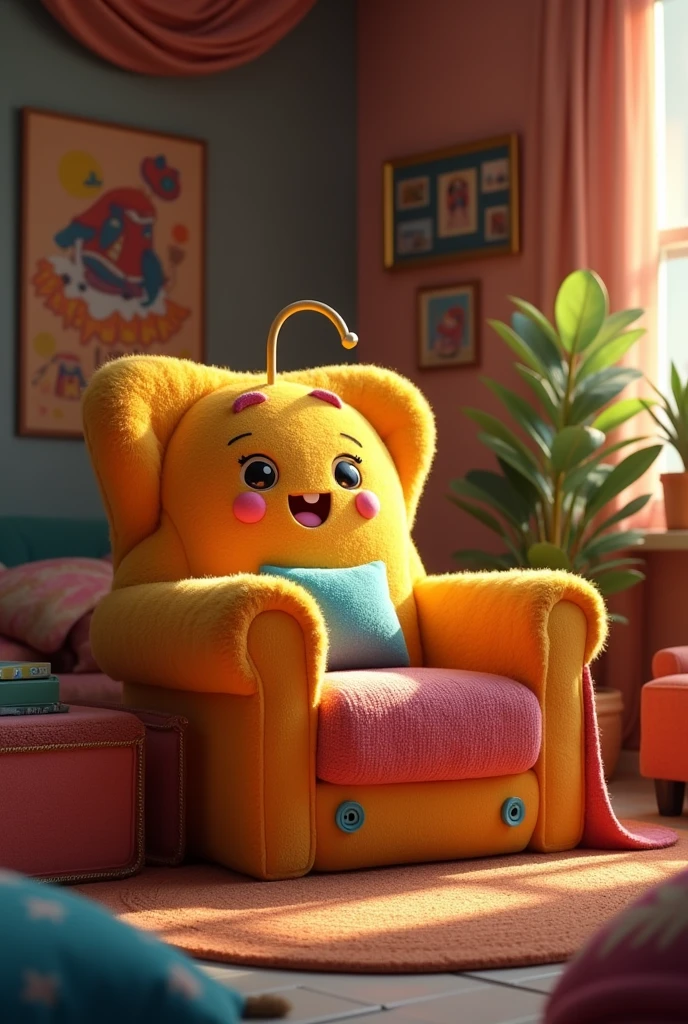 A happy chair where you can watch movies, sing songs, and have snacks.
