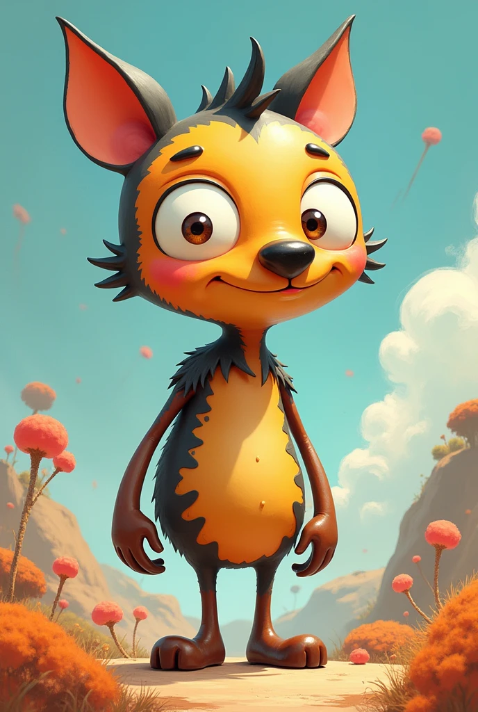 A cartoon character with unique face and body  
 