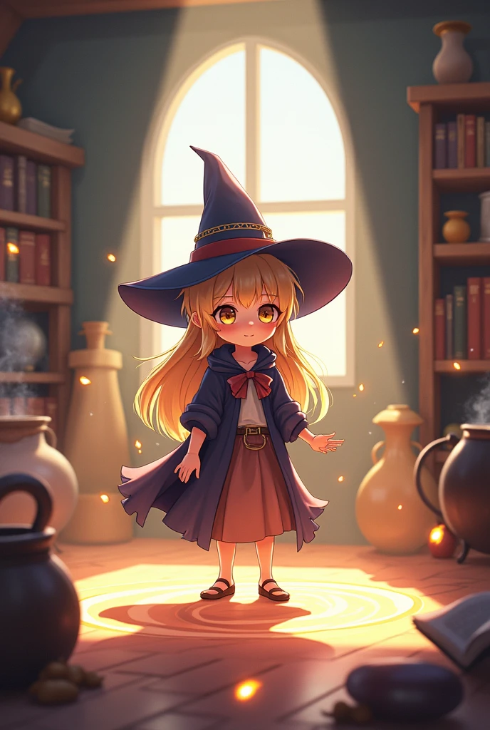Anime girl young witch      try using magic for first time 