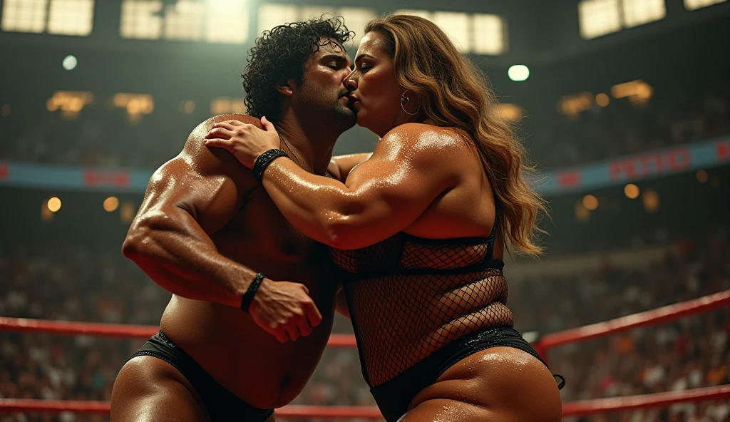 lambada, 2 Sexy 50 years old fat busty fishnet tights body builder biggest woman wrestling oily woman ,full body,sexy Mascot costume