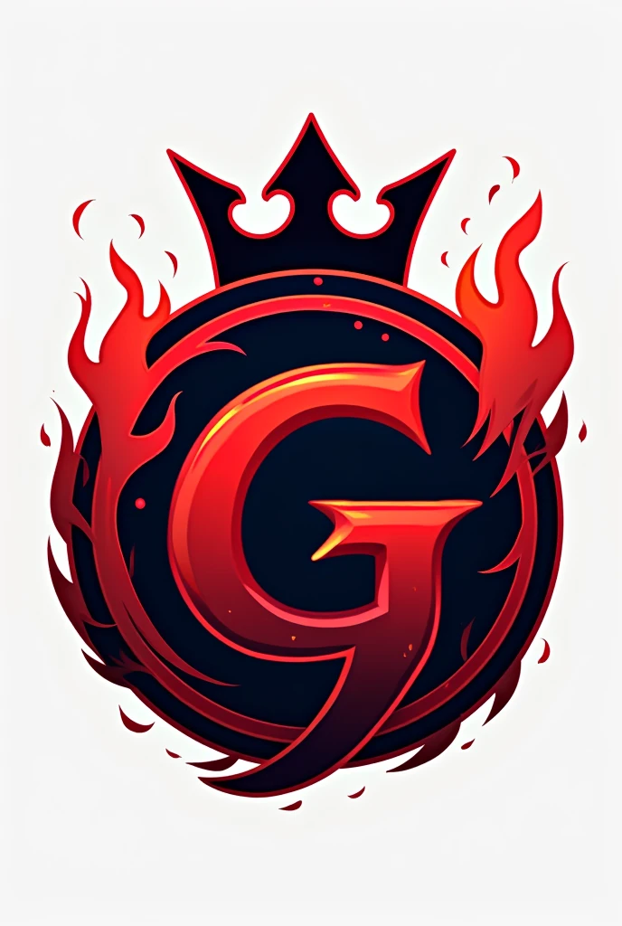 G logo sports with red and black color in ring and crown on top and little fire on background logo