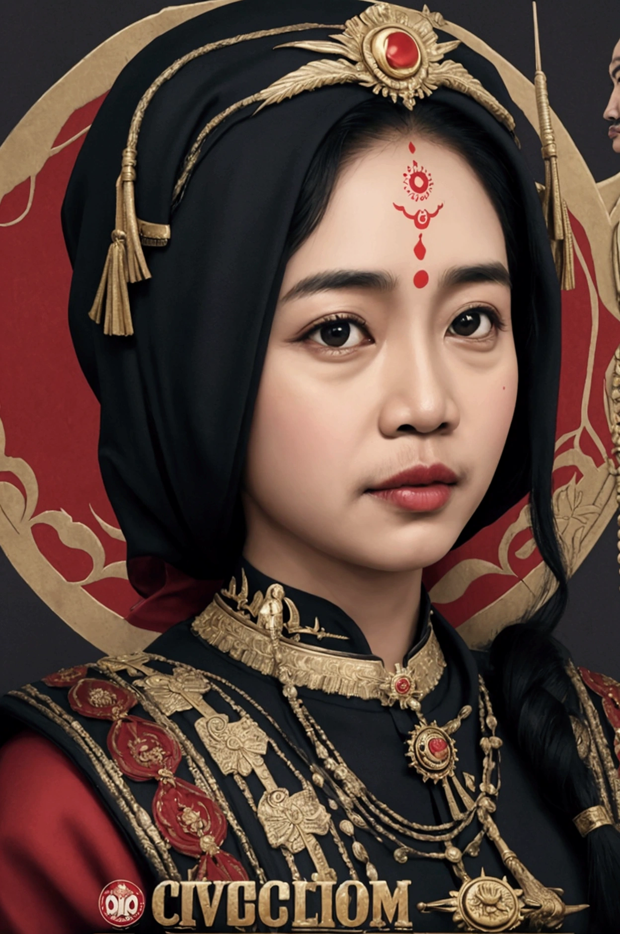 posters, joko widodo, megawati soekarnoputri, face off, civil war, bull head background, high quality, masterpiece