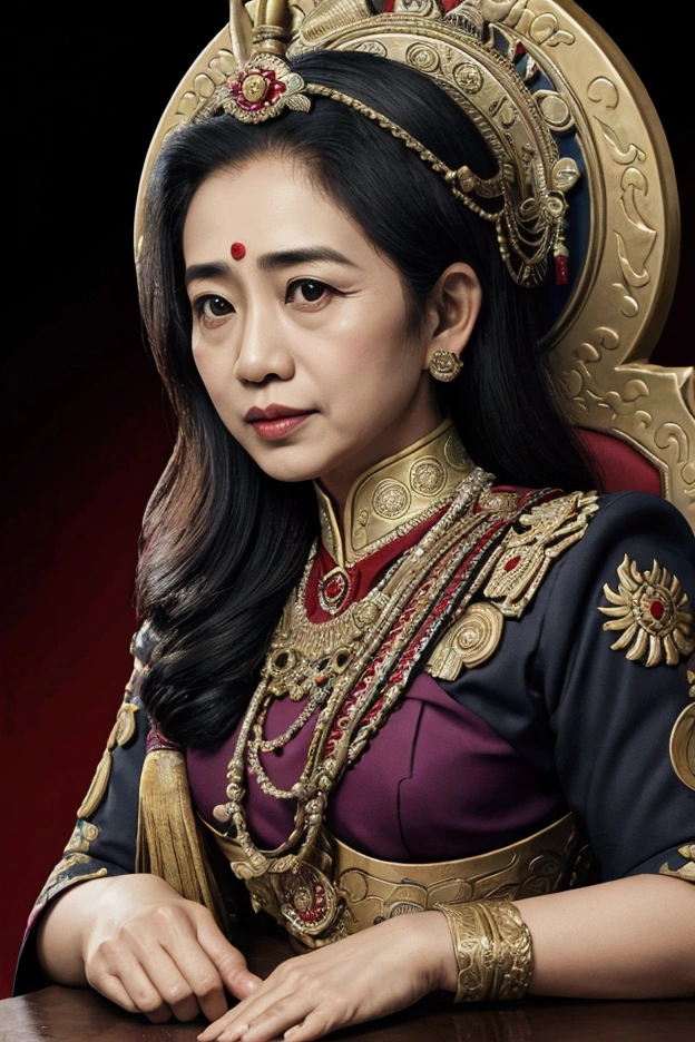 posters, joko widodo, megawati soekarnoputri, face off, civil war, bull head background, high quality, masterpiece