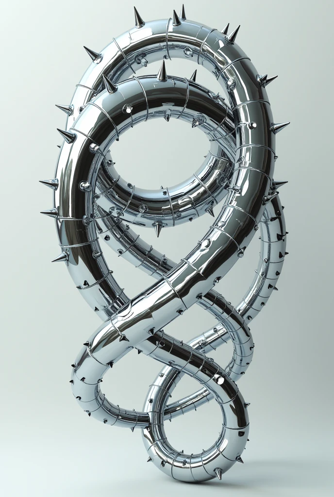 Viper bones with spike-like tips in chrome effect simulating intertwined ovals