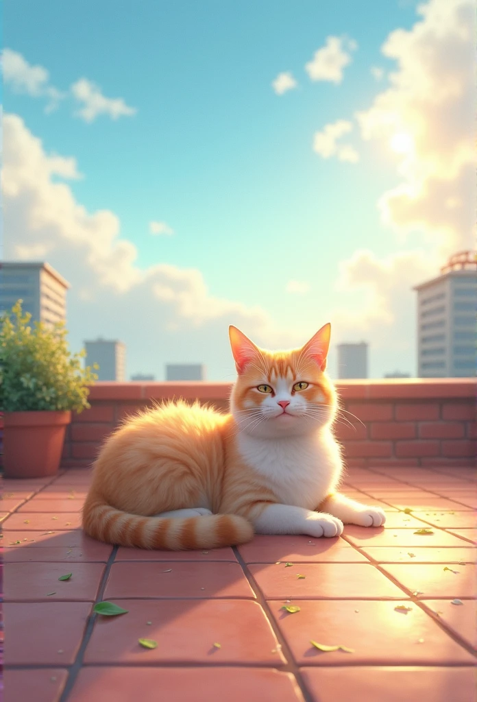 A cat basking in the sun on the roof