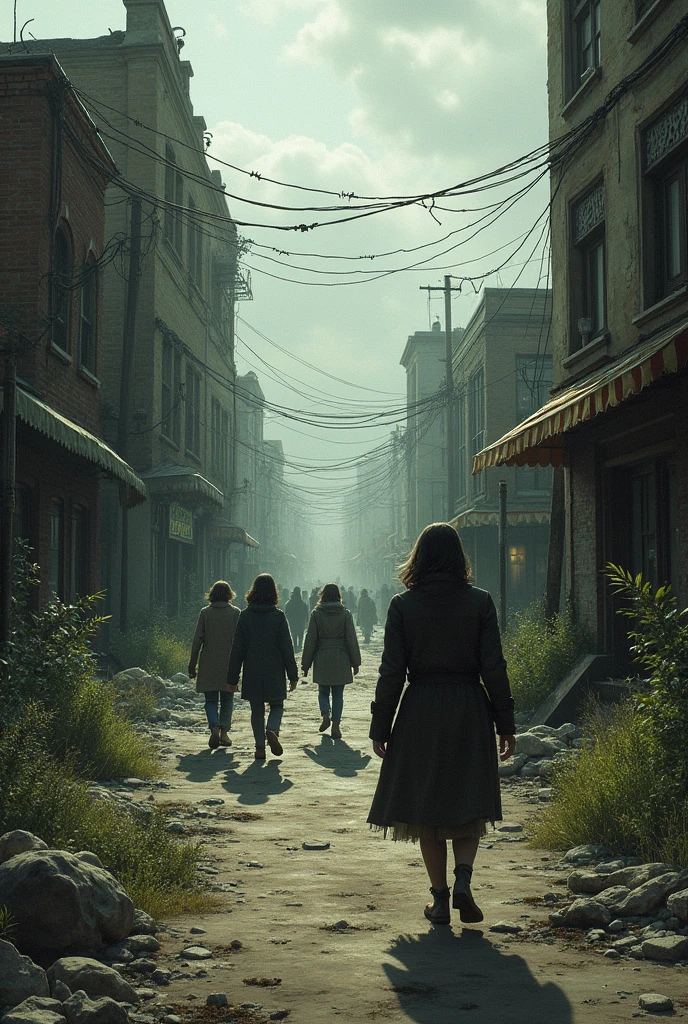The Last Disturbance: Include: anxious townspeople, ruins, unusual skeletons. Description: Concerns on the face of city dwellers, damaged fair areas and interiors