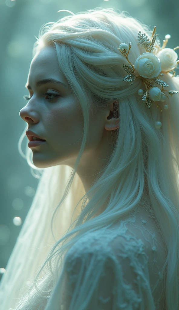 but something comes out, nothing comes out, pure devine pale skin, woman, 8K