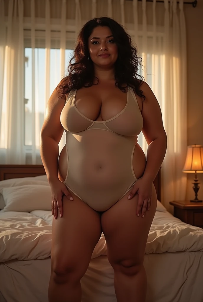 touch crotch、sexually inviting masturbation pose,bed room ,araffe 35yo woman in a sexy　Invisibility costume posing for a picture, thicc, thick body, thicc build, thick thigs, large thighs, hyperrealistic full figure, exaggeratedly large physique, massive legs towering over you, thick, beautiful thick female, powerful and huge, thick legs, thick thighs, wide hips, oppai proportions, pawg
