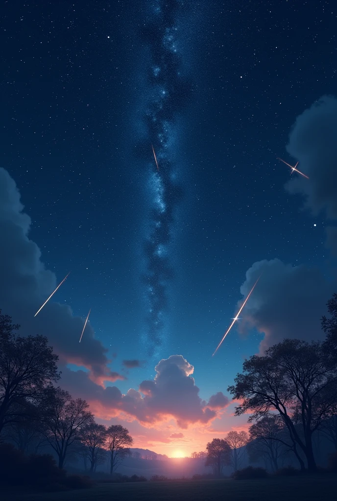 Autumn constellations and shooting stars