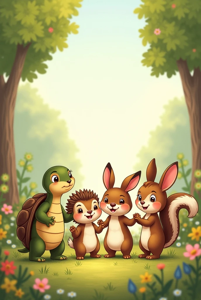 A little turtle, a hedgehog, a rabbit, a squirrel, They were proud of themselves and,
how far she had come in kindergarten for a children's book