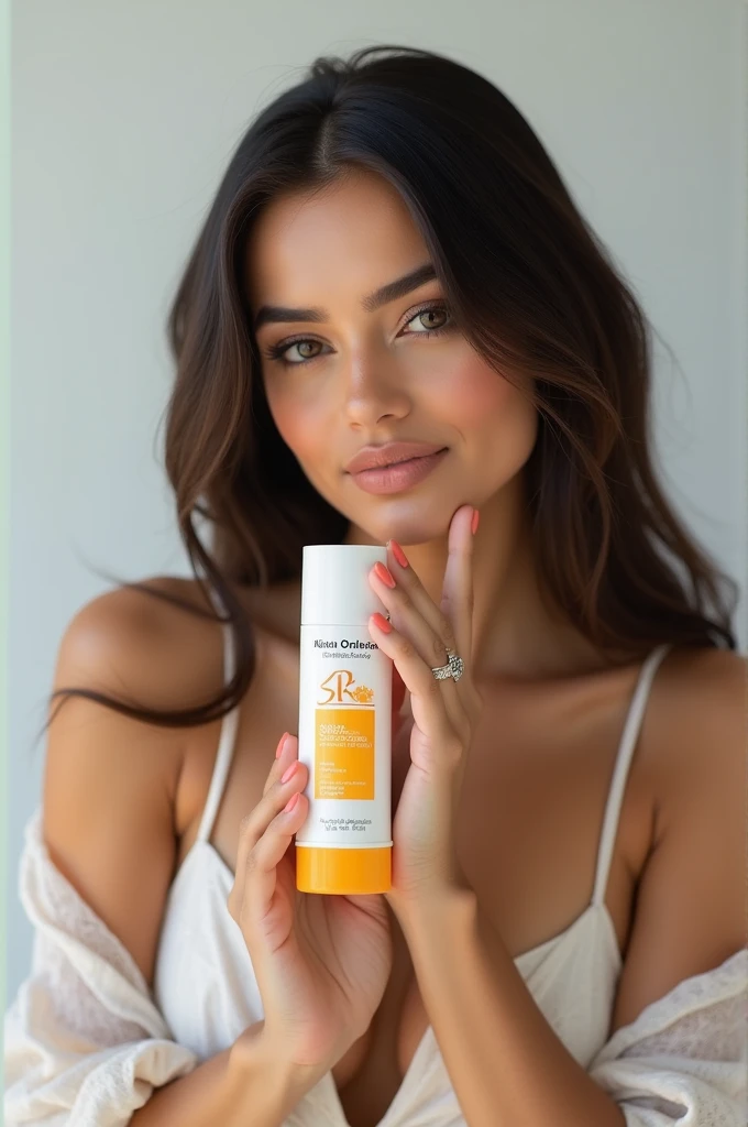 i model holding sunscreen 