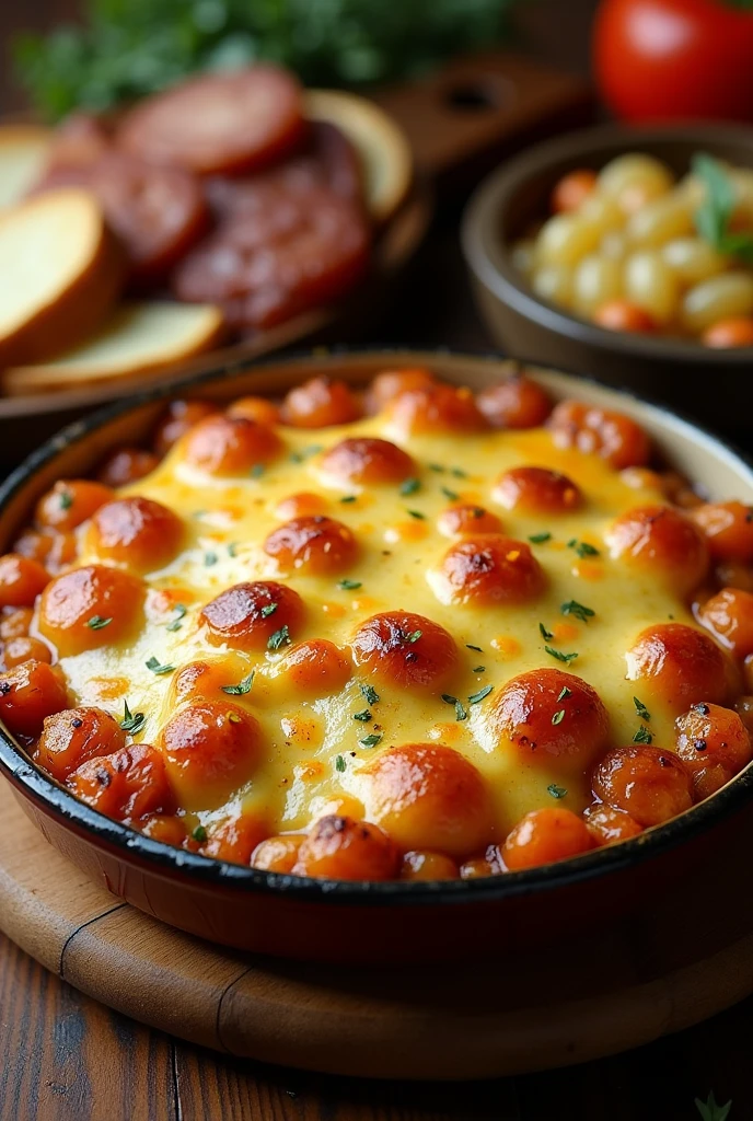 Some food with cheese as topper