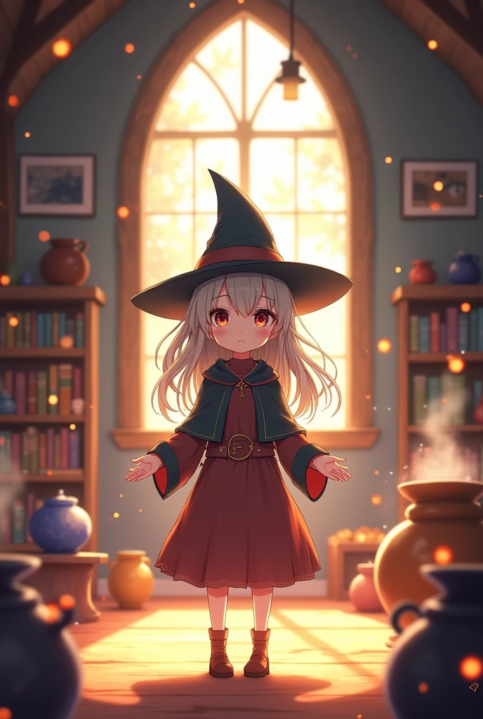 Anime girl young witch      try using magic for first time 