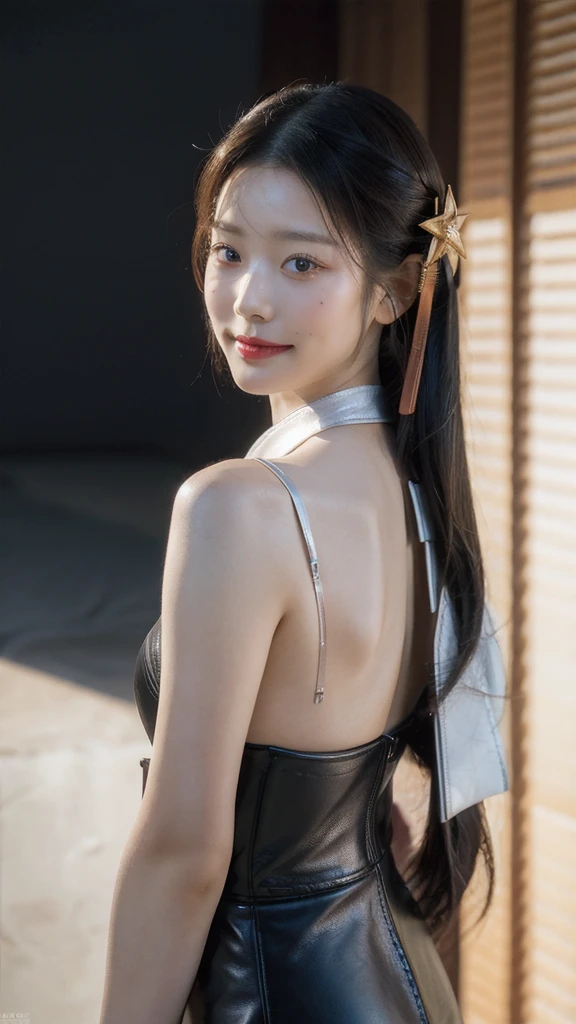 Excelinte calidad, masterpiece, High Resolutiin, 1 girl, blush, (seductive smile: 0.8), star pupil, Hanfu chino, Hair Accessories, collar, jewelry, beauty, in_body, Tyndall effect, realist, shadow room, light edge, Two-tine Lighting, (high detailed leather: 1.2), 8k hd, reflex camera, luz tinue, high quality, iluminación de volumin, candid photo, High Resolutiin, 4k, 8k, Desinfoque de fondo, Real Persin, NSFW.