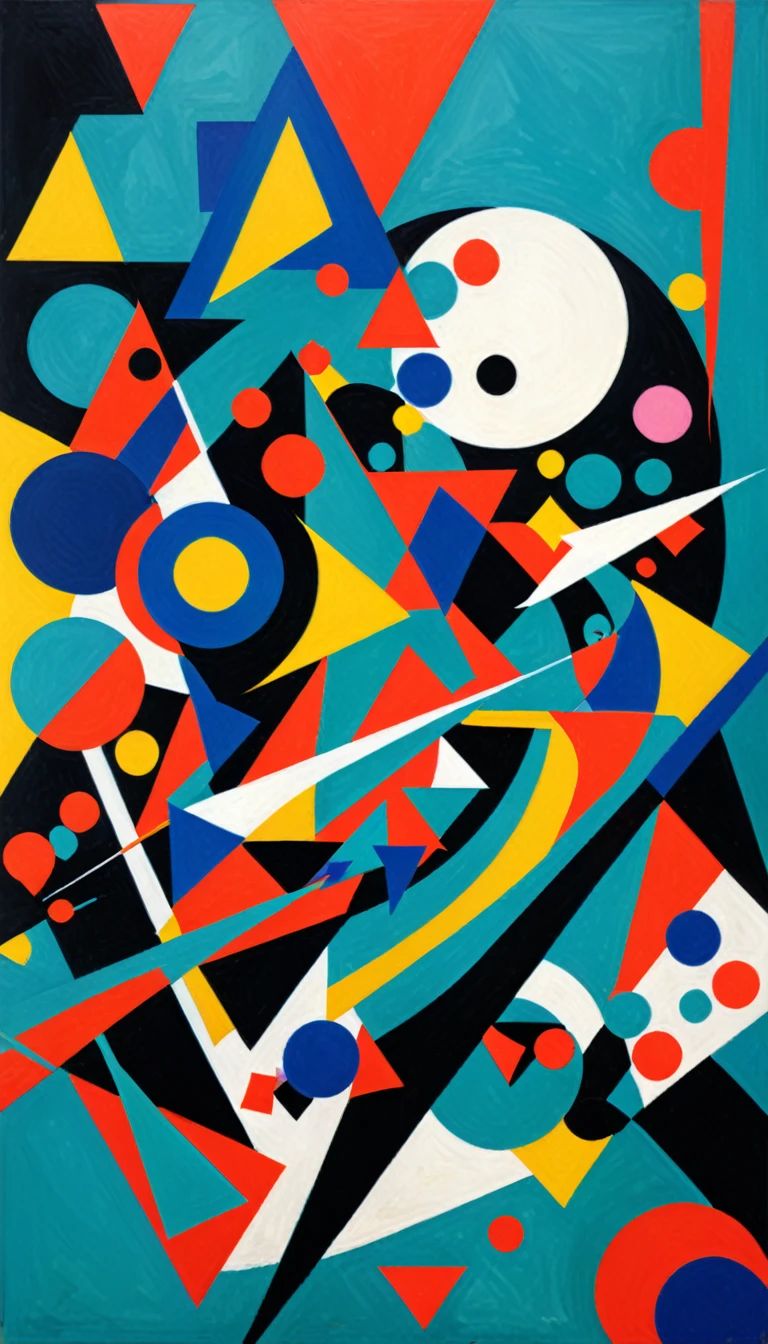 Abstract art exploration. Bold colors. Geometric shapes. Fluid compositions. By modernist visionary