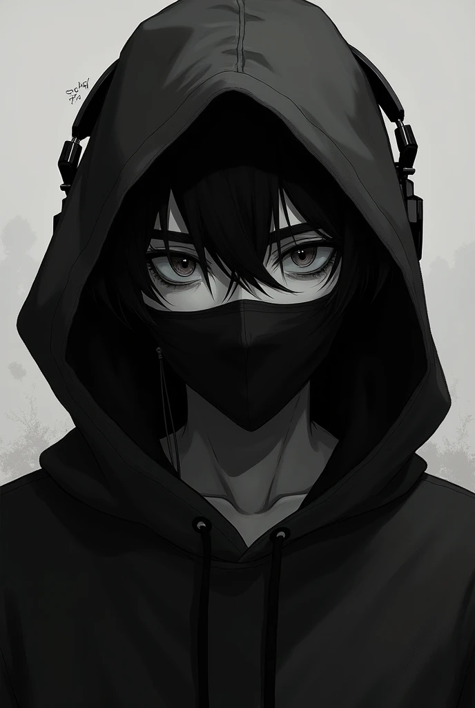 guy with headphones and mask for profile pic black and white filter
Hoodie on (anime inspired) 
