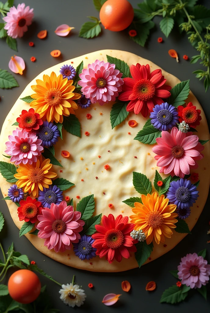A floral design for a pizza