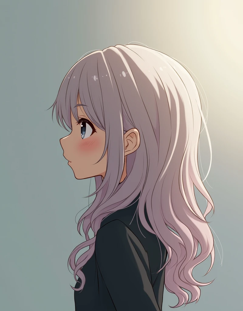 Profile picture of dark girl with wavy hair in anime style