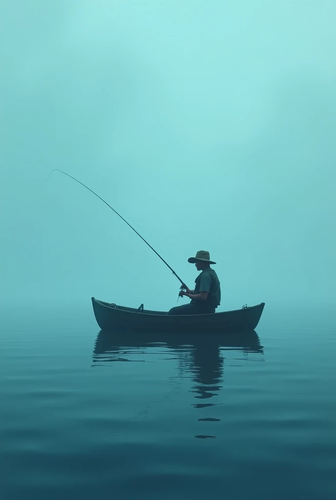 Young man fishing wearing a hat and vest is fishing(There is only one person)  ( perfect anatomy )  There is a small boat on the sea. There is a man fishing on the boat. The fog is very thick. The dreamy fog painting has a gradient.(Rich levels of changes)更加深蓝淺籃加一奌翠綠為主調 


                         高動態範圍  intricate details  電影般的画面  藝術  繪畫般的 质地极其细腻, (unique style)Very detailed, fresh and elegant aesthetic style, airbrush digital oil painting, movie lighting, very beautiful, perfect composition, intricate details, Super detailed and exquisite high quality work from a master artist 