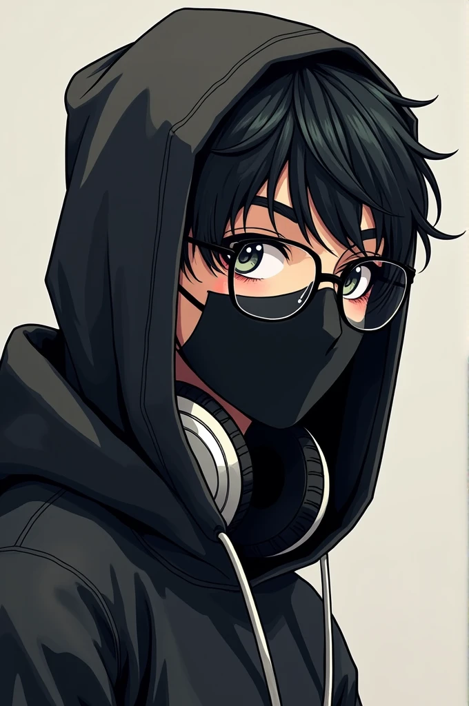 ((best quality)), ((masterpiece)), (detailed), perfect face
Guy hoodie on headphones on neck bang hairstyle with glasses and mask b/w