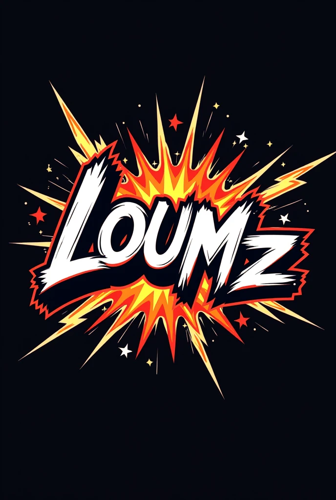 Make me a logo for the theme of shonen and the word loumz 