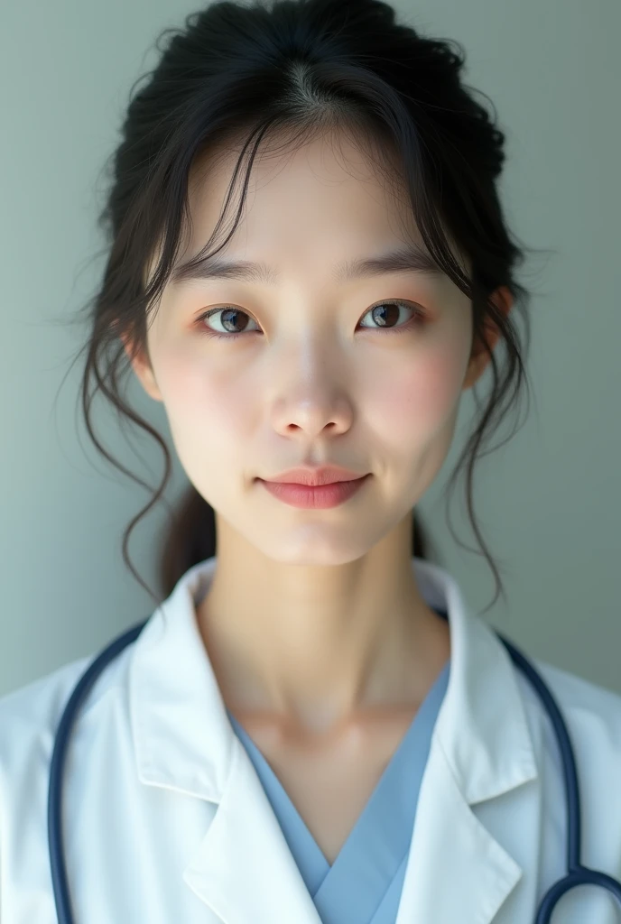 ((Highest quality)), ((masterpiece)), (detailed),Perfect Face,Japanese,Female doctor,White, realistic, 32k, fine skin, there's shadow on her face
