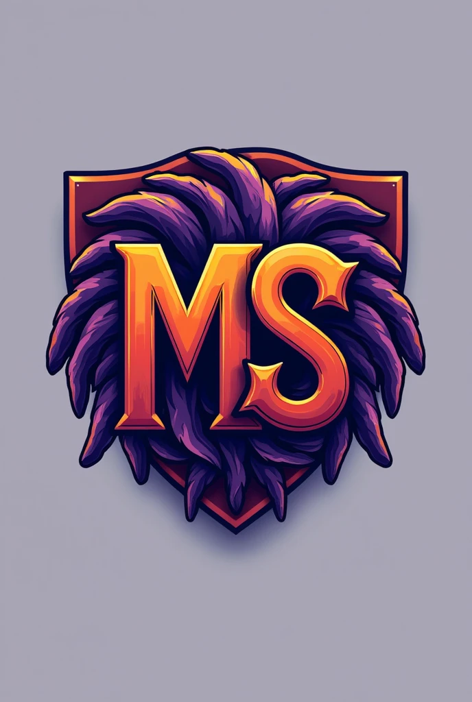 Create an original logo With the initials MS well mixed intertwined with the purple and chrome orange colors. I want the MS in the shape of dreds as if it were a shield with the dreds clearly visible.