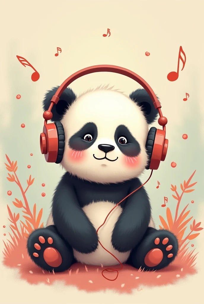 Cute panda whose is listening to music and vibing