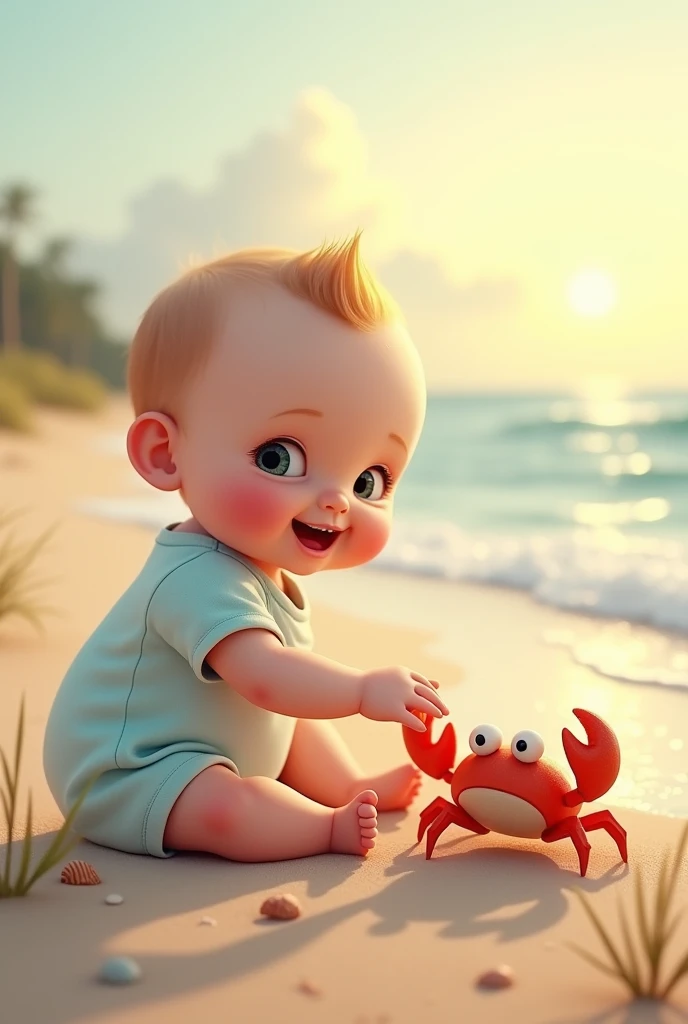 Baby and crab