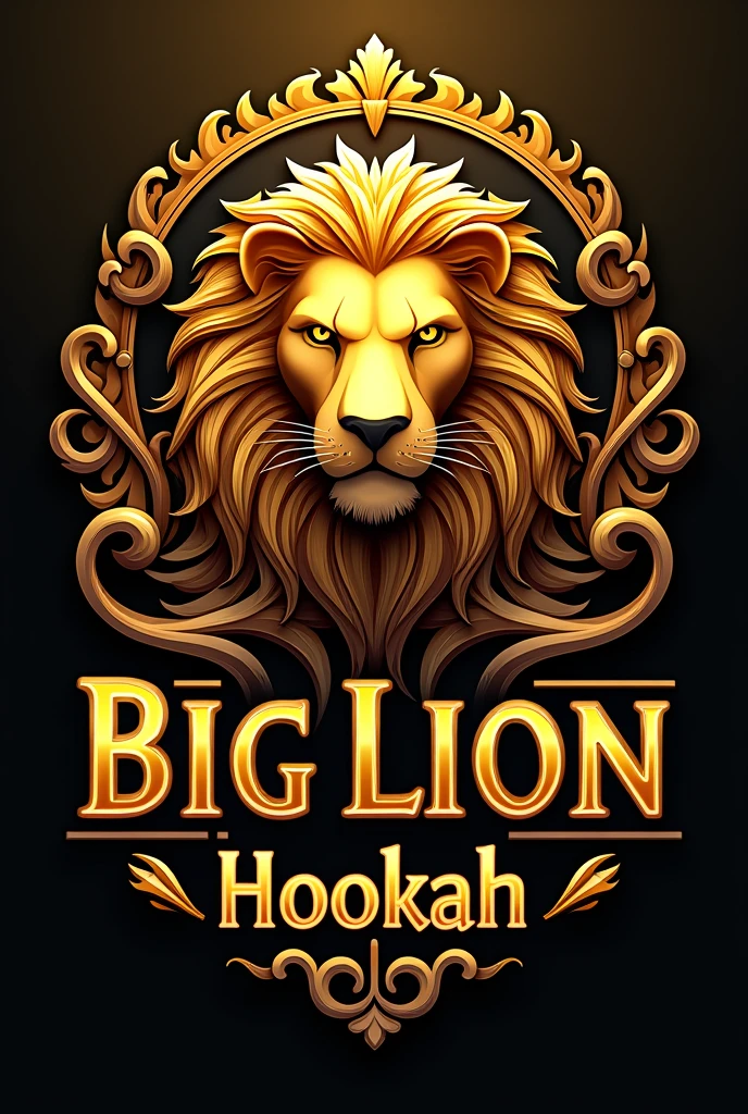 Golden logo reading Big Lion Hookah with a golden lion symbol above the letters

