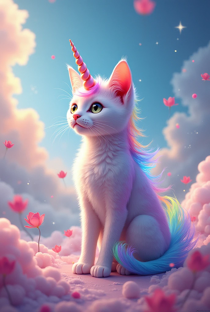 A very colorful unicorn cat