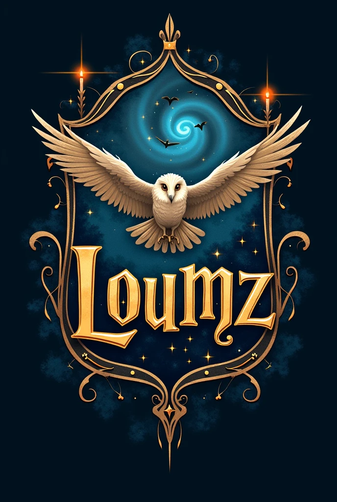 Make me a logo for the Harry Potter theme and the word loumz 