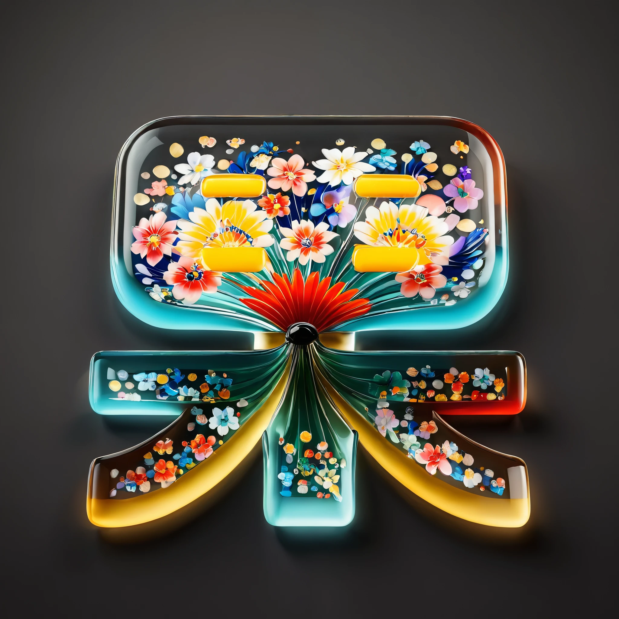 Thousand Flower Glass Style,Create a logo that features a cute and colorful . Style should be whimsical、Full of fun, The media used should be vector graphics.,Low saturation,Clean background,The Minimalists,best quality,Ultra HD,16K,high resolution,Unreal Engine 5,Dreamy colors,Chinese Peking Opera face,Sarah Anderson,Ink Painting,