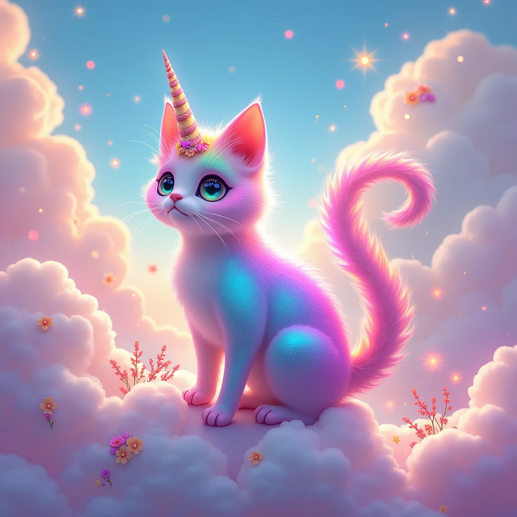 A very colorful unicorn cat